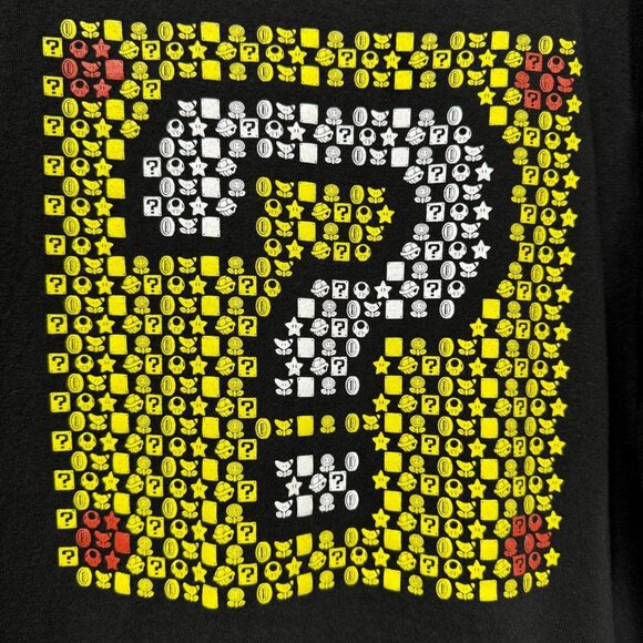 Super Mario Question Block Graphic Tee Black Short Sleeve 2XL - Picture 2 of 7